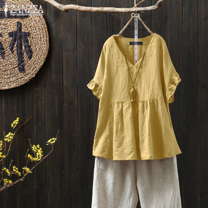 Ruffled Cotton Plus Top Elizabeth Ainsley Pinterest-Inspired