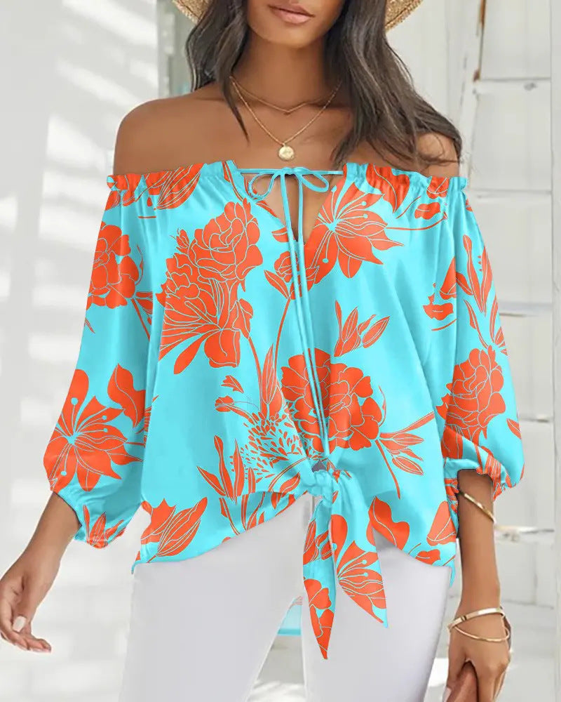 Chic Off Shoulder Printed Top Elizabeth Ainsley