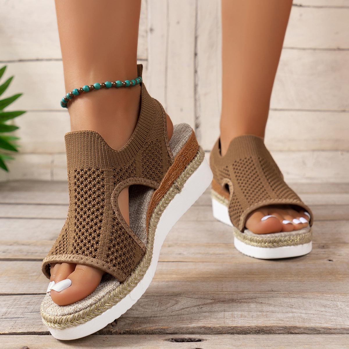 Chic Woven Wedge Sandals by Elizabeth Ainsley