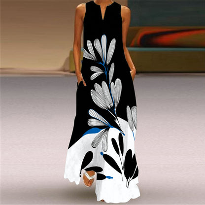 Vibrant Printed Maxi Dress Elizabeth Ainsley Sleeveless
