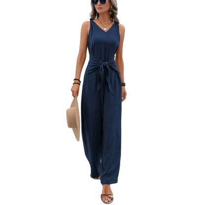 Chic Sleeveless Elizabeth Ainsley Dark Blue Jumpsuit
