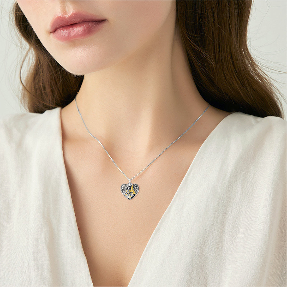 Heart Hummingbird Urn Necklace