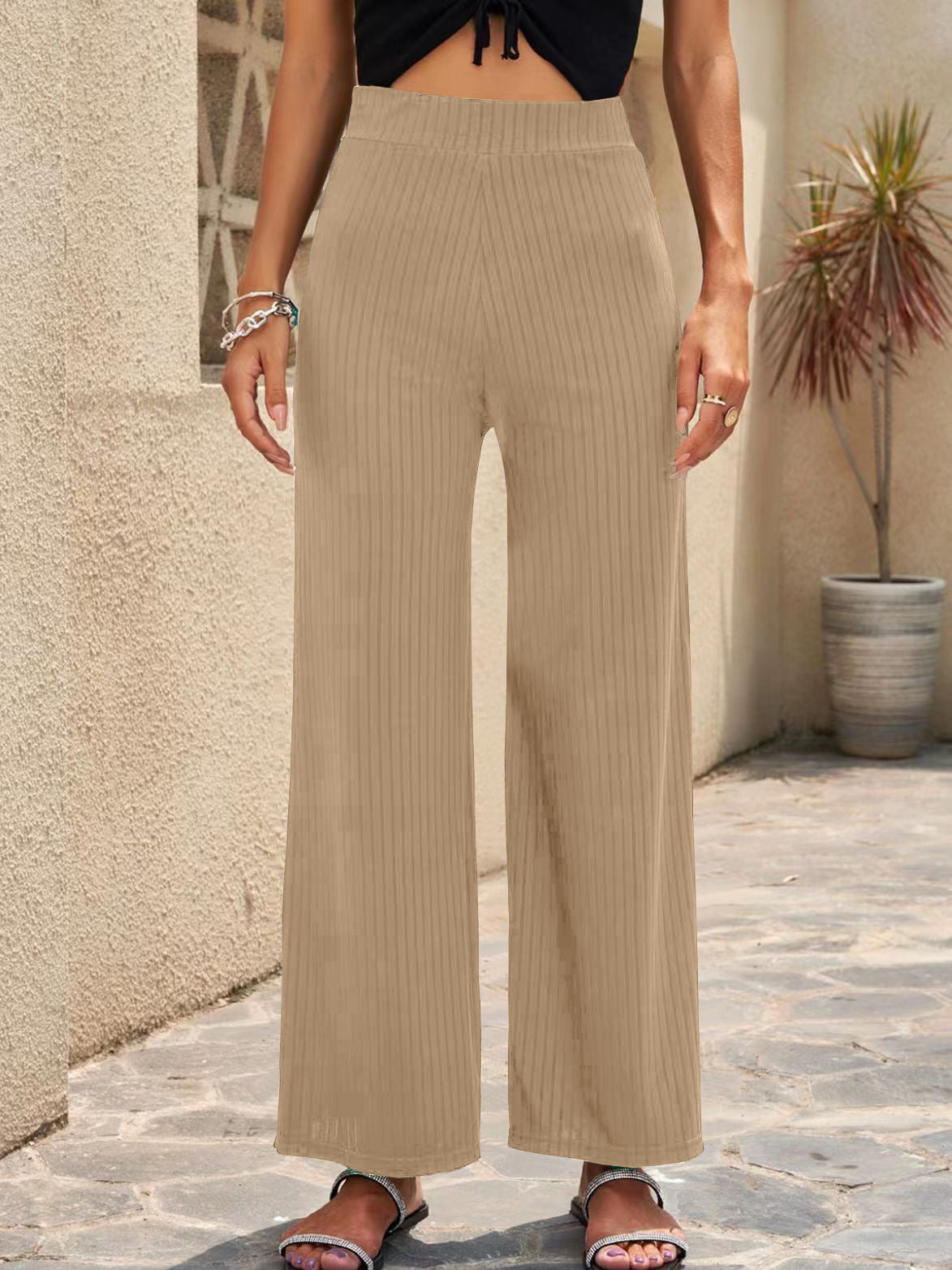 Stretch Wide-Leg Pants by Elizabeth Ainsley