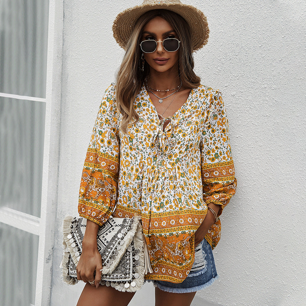 Bohemian Floral Elizabeth Ainsley Printed Summer Top