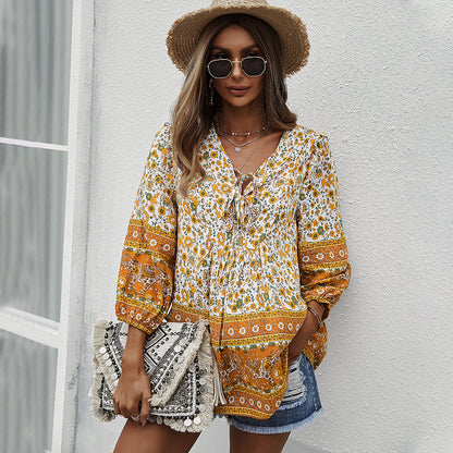 Bohemian Floral Elizabeth Ainsley Printed Summer Top