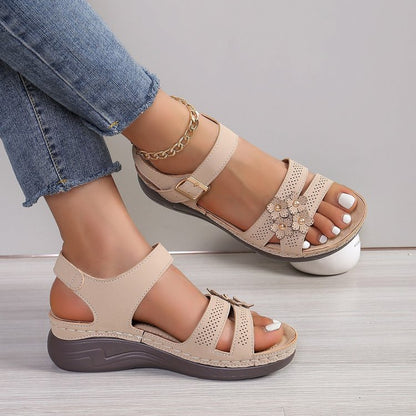 Floral Comfort Wedge Sandals by Elizabeth Ainsley