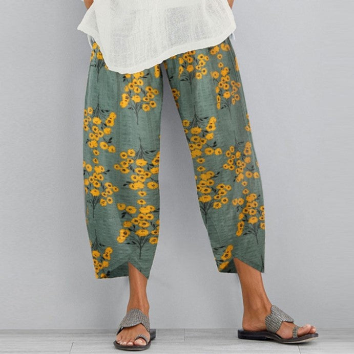 Retro Floral Wide Leg Pants Elizabeth Ainsley