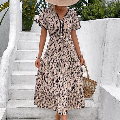 Leopard Print V-Neck Dress Elizabeth Ainsley