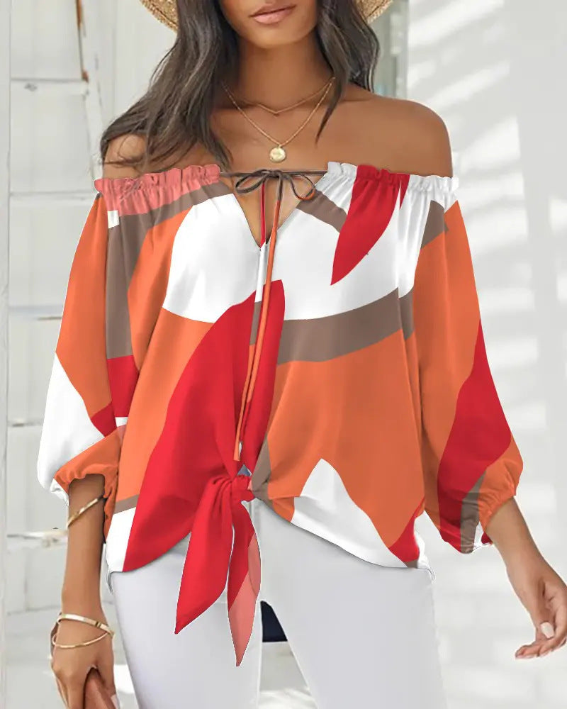 Chic Off Shoulder Printed Top Elizabeth Ainsley
