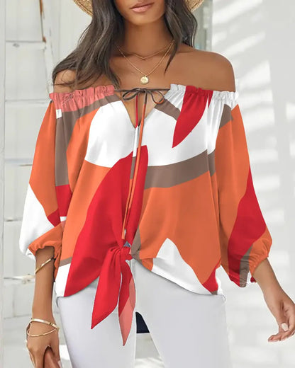 Chic Off Shoulder Printed Top Elizabeth Ainsley