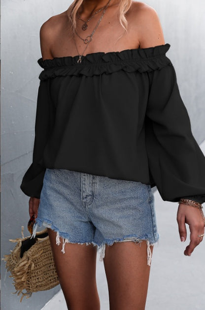 Chic Off-Shoulder Lantern Sleeve Top Elizabeth Ainsley