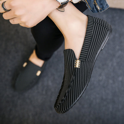 Striped Canvas Loafers Elizabeth Ainsley Men's Shoes