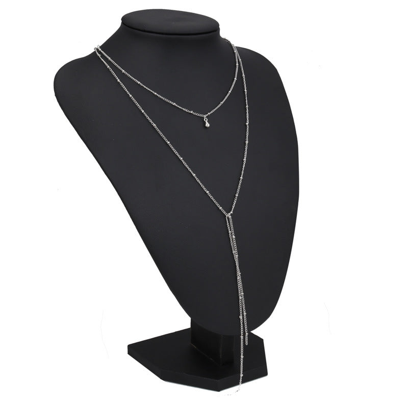 Minimalist Layered Y-Necklace with Delicate Bead Details