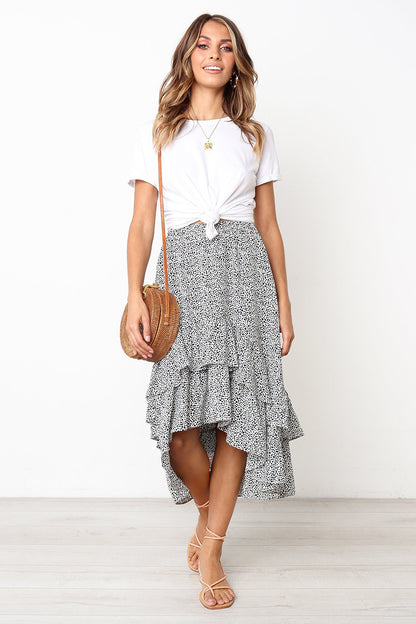 Floral Ruffle Midi Skirt by Elizabeth Ainsley