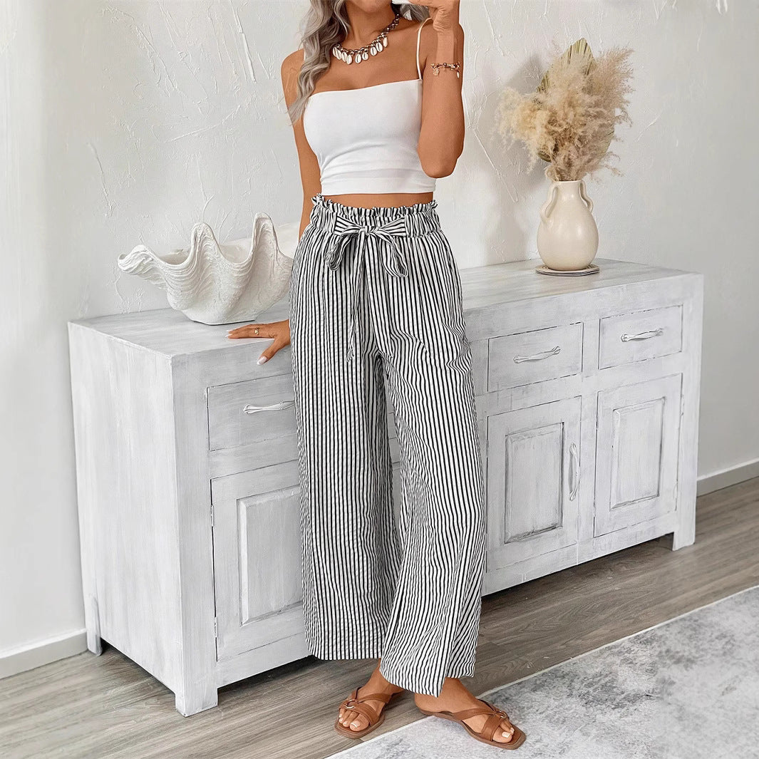 Striped Straight-Leg Pants by Elizabeth Ainsley