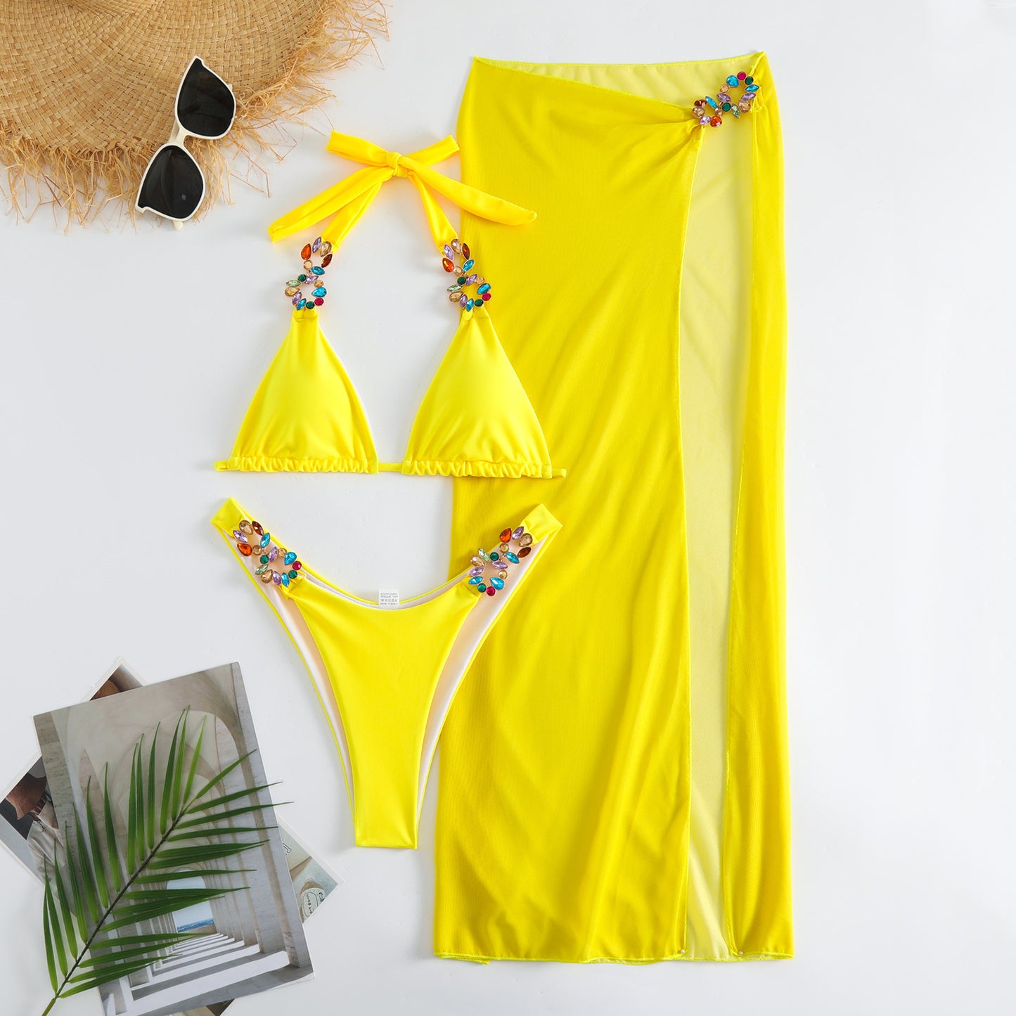 Radiant Mesh Three Piece Bikini Set by Elizabeth Ainsley