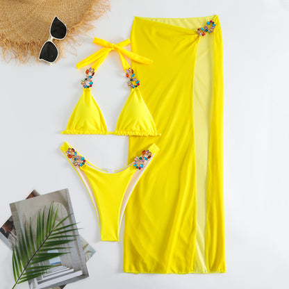 Radiant Mesh Three Piece Bikini Set by Elizabeth Ainsley