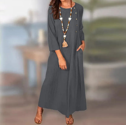 Vintage Linen Long Sleeve Dress by Elizabeth Ainsley