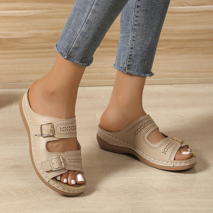 Retro Buckle Platform Sandals Elizabeth Ainsley