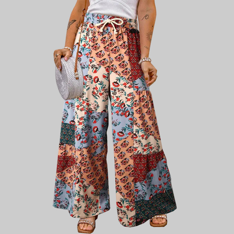 Boho Floral Elizabeth Ainsley Wide Leg Pants