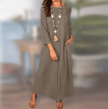 Vintage Linen Long Sleeve Dress by Elizabeth Ainsley