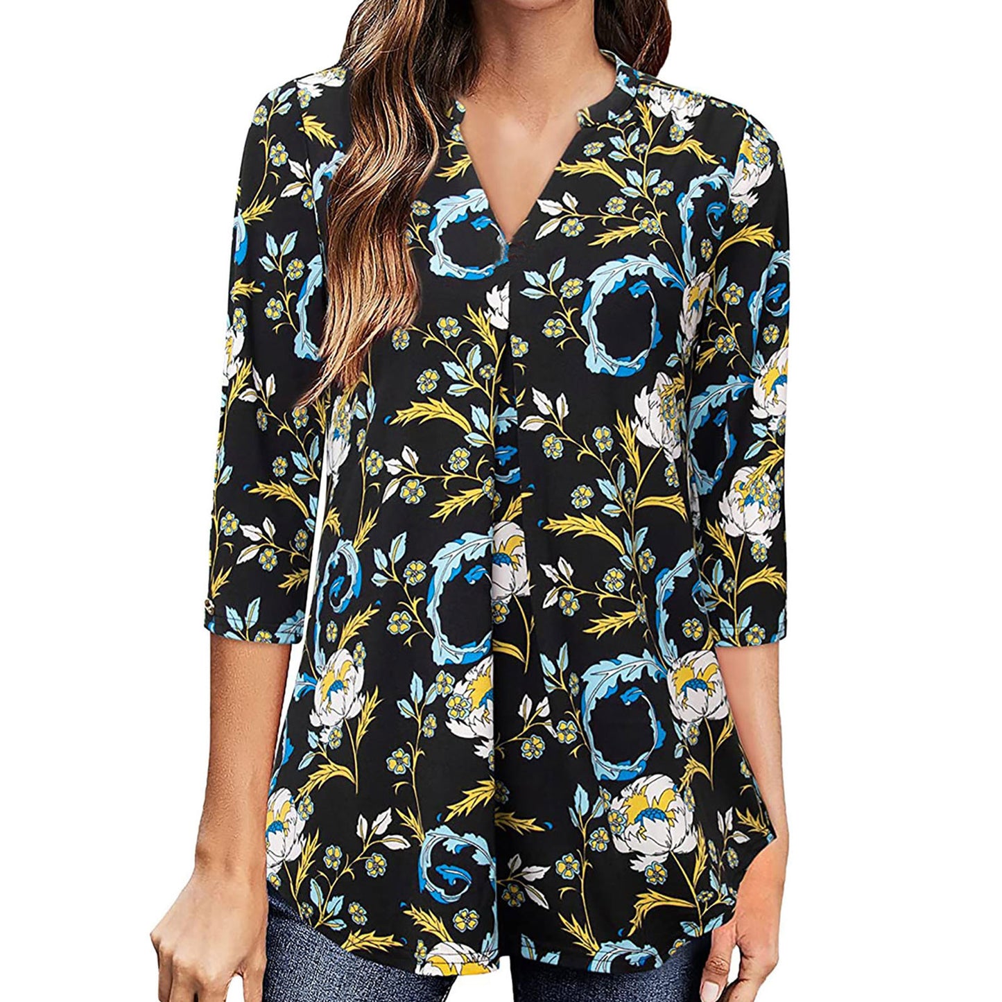 Floral V-Neck Top by Elizabeth Ainsley
