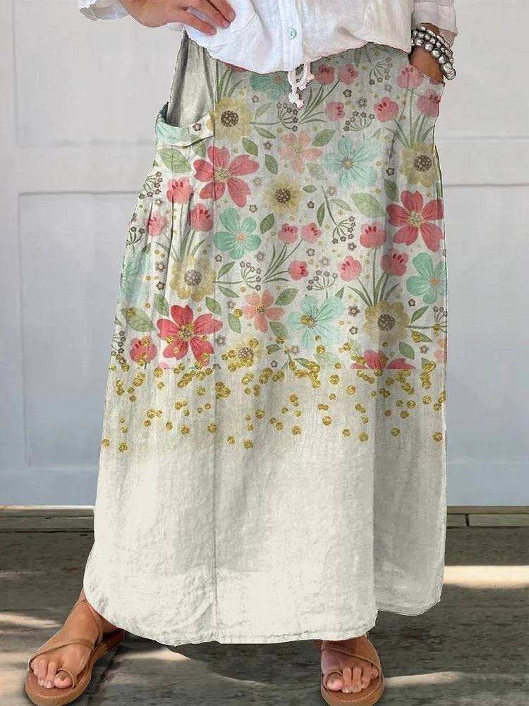 Retro Floral Elizabeth Ainsley Everyday Pocket Skirt