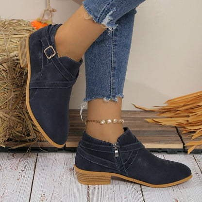 Elizabeth Ainsley Leather Boots - Side Zipper & Cross Straps