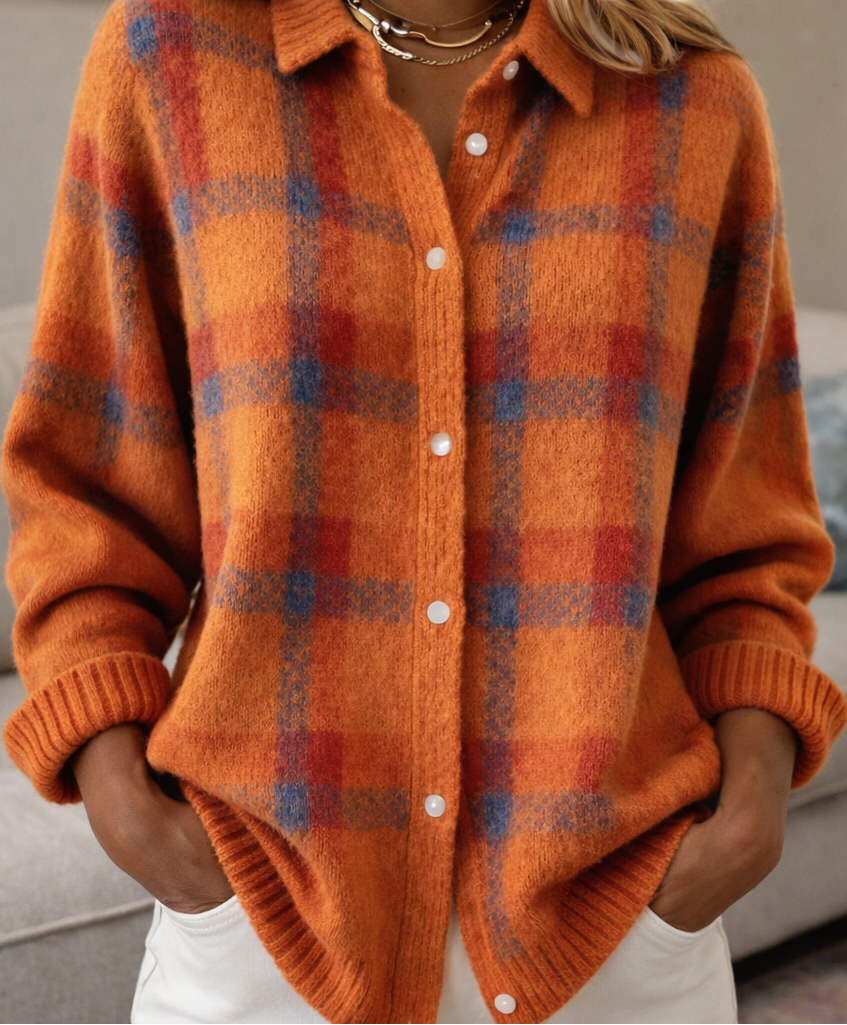 Cozy Stripe Cardigan Blouse by Elizabeth Ainsley
