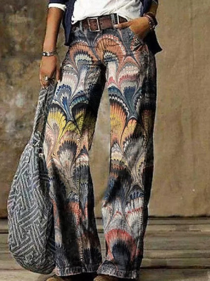 Boho Print Elizabeth Ainsley Wide Leg Pants