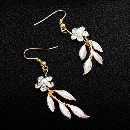 Elegant Pearl Leaf Jewelry Set