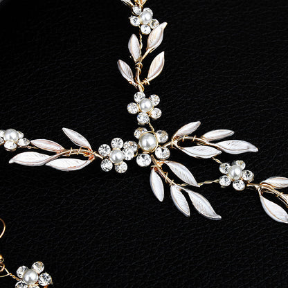 Elegant Pearl Leaf Jewelry Set