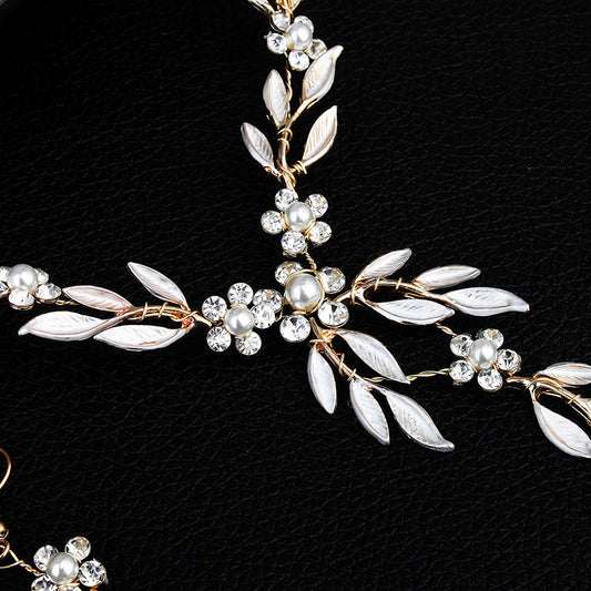 Elegant Pearl Leaf Jewelry Set