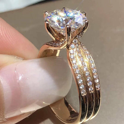 Radiant Rose Gold Split Shank Halo Engagement Ring