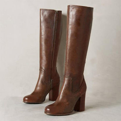 Elizabeth Ainsley Plus-Size Boots - Chunky Heel & Zipper