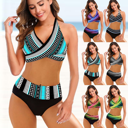 Striped Tie-Dye High Waist Bikini by Elizabeth Ainsley