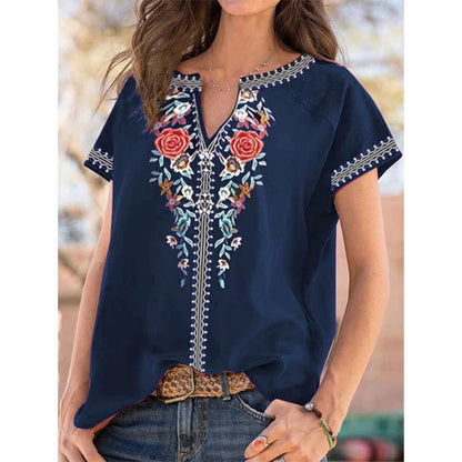 Ethnic Print Short Sleeve Top Elizabeth Ainsley