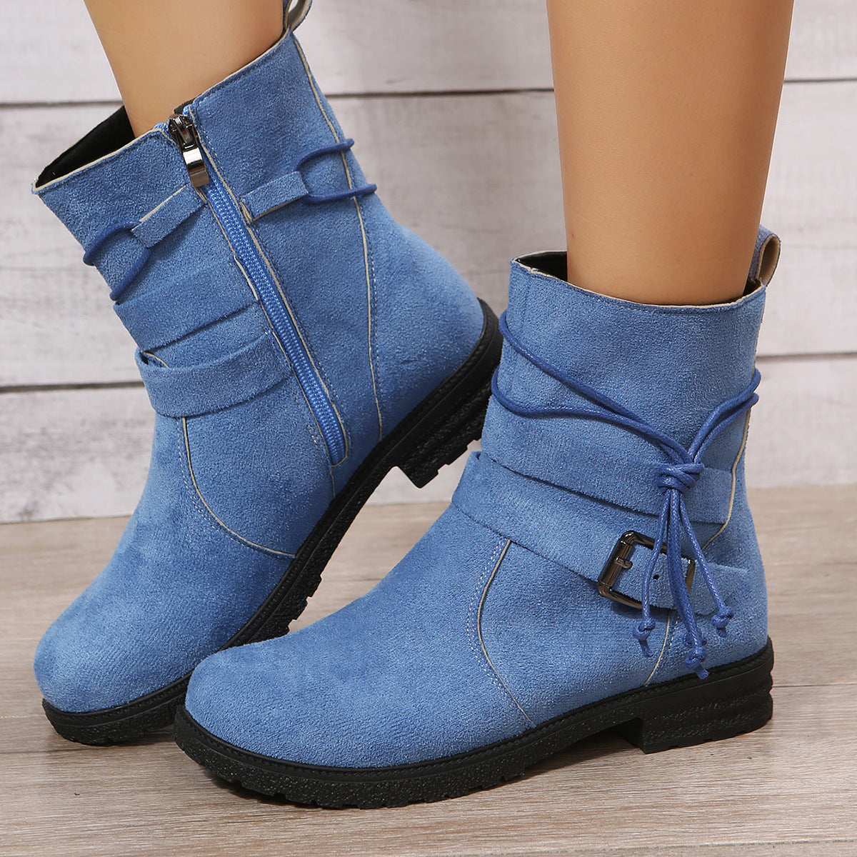 Elizabeth Ainsley Short Boots - Side Zipper, Low Heel