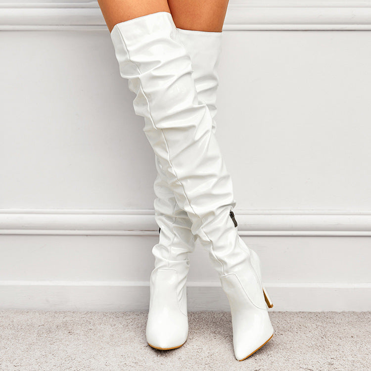 Melody | LuxeStride Orthopedic Patent Over-the-Knee Boots