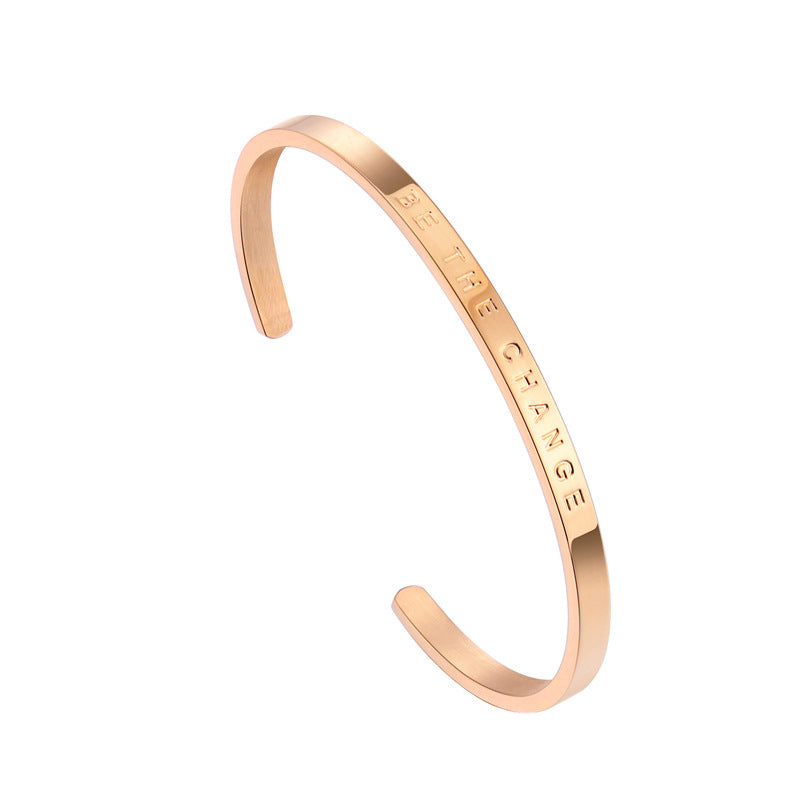 Engraved Open Cuff Bracelet with Inspirational Message