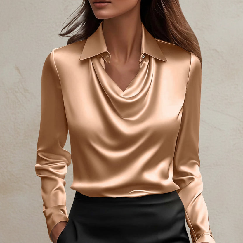 Elegant Satin Swing Collar Top by Elizabeth Ainsley