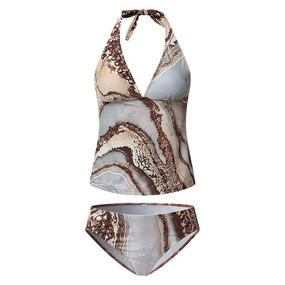 Chic Marble Elizabeth Ainsley Split Bikini Swimsuit