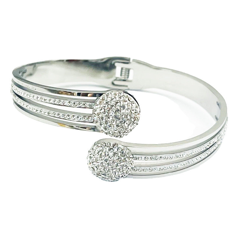 Multi-Band Crystal Detail Bracelet with Elegant Layered Design