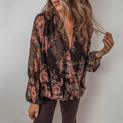 Floral Chiffon V-Neck Top Elizabeth Ainsley