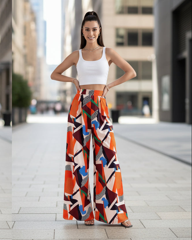 Vibrant Printed Elizabeth Ainsley Bootcut Pants
