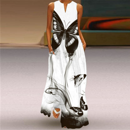 Chic Butterfly Print Elizabeth Ainsley Maxi Dress