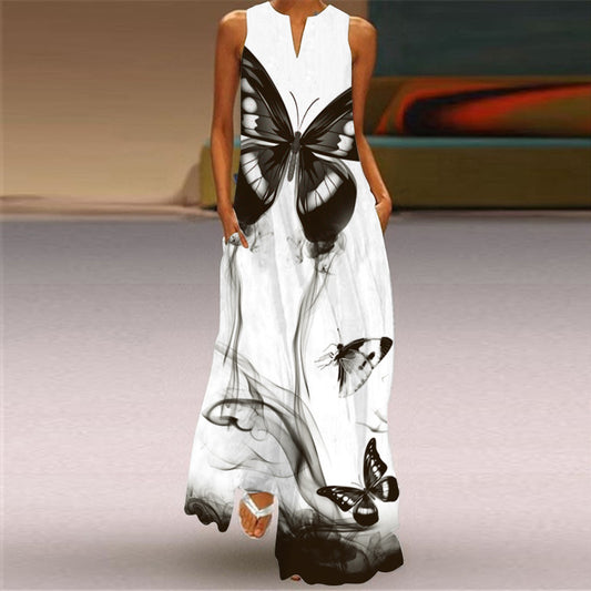 Chic Butterfly Print Elizabeth Ainsley Maxi Dress