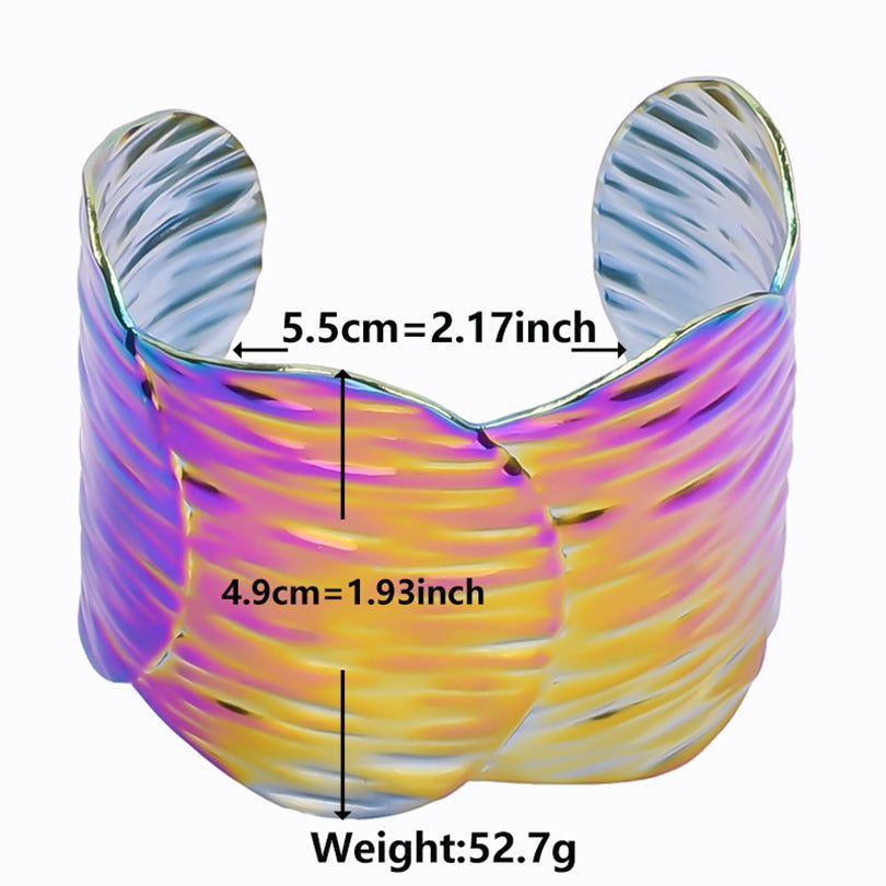 Wide Textured Cuff Bracelet with Sculptural Flow