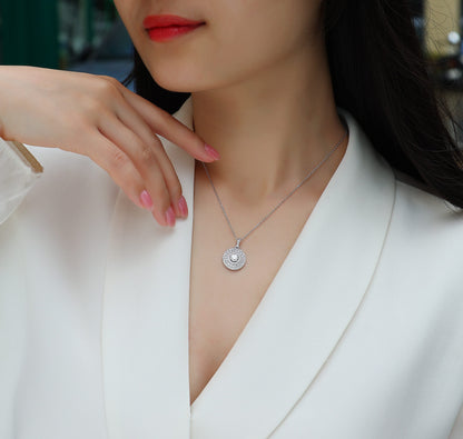 Classic Moissanite Double Halo Pendant Necklace