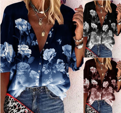 Floral Button-Up Elizabeth Ainsley Short Sleeve Shirt